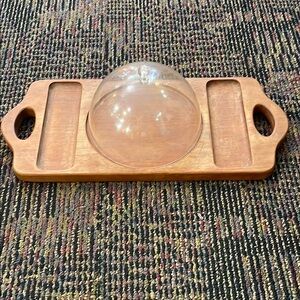 Kalmar Vintage Teak Wooden Cheese Board with plastic Dome